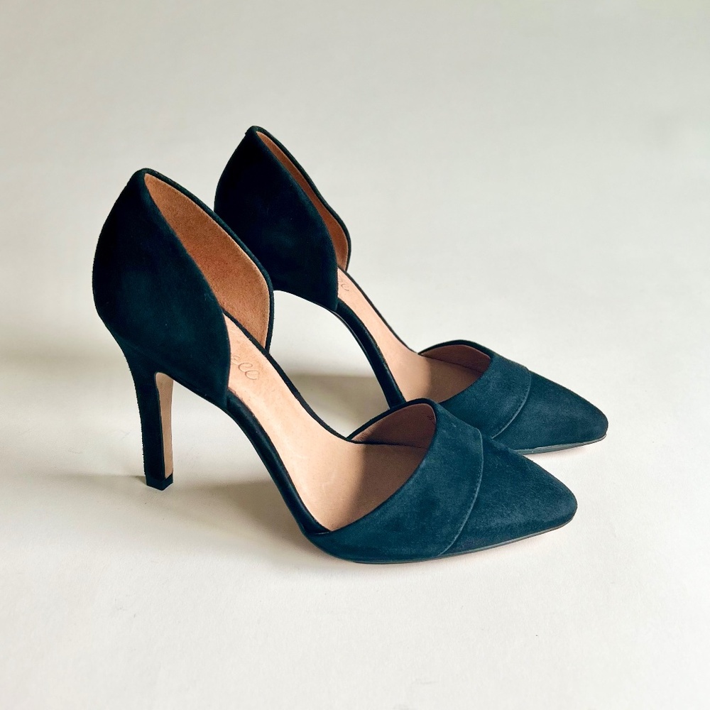 Madewell Black Suede Genuine Leather Classic Point Toe Heels size 7